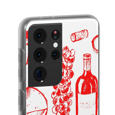 Cute Flexi Phone Cases, French Food Wine Red, Compatible with Samsung Galaxy S23, Samsung S22, Samsung S21, Samsung S20, Galaxy S20 Ultra