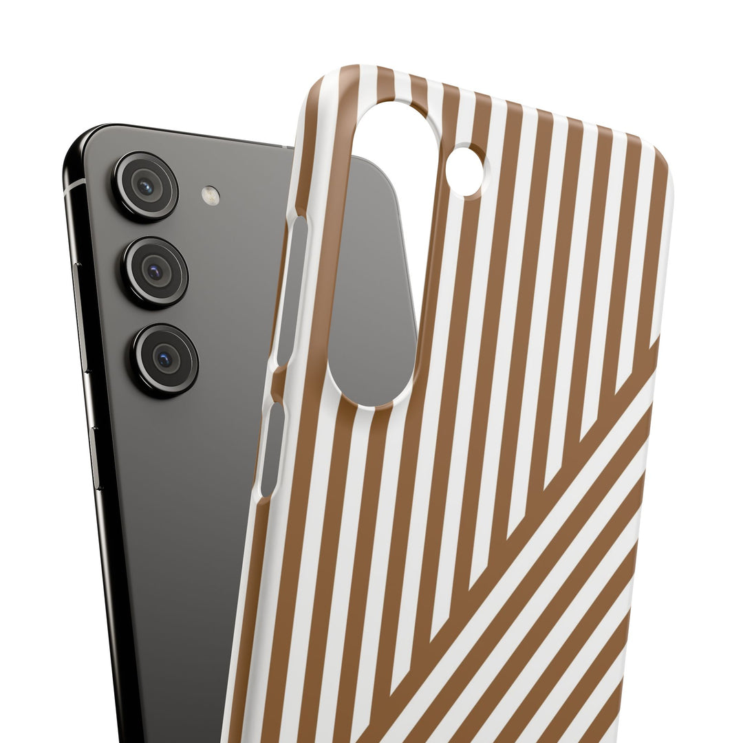 Aesthetic Mocha Brown Stripes Cute Phone Case Sleek Snap - For iPhone 17 Pro Max iPhone 16 Pro iPhone 15 Iphone 14 Plus 13 Pro 12 11 10 Gift - Studio40ParkLane