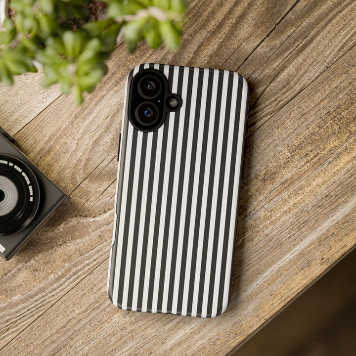 Tough Premium Black White Stripes Phone Case Gift for Her - For Apple iPhone 16 Pro Max 16e iPhone 15 Pro iPhone Iphone 14 Plus 13 Pro 12 SE XR - Studio40ParkLane