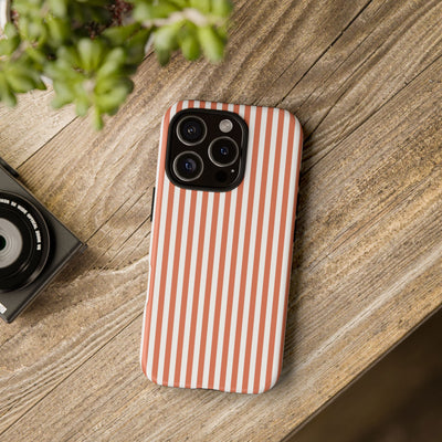 Tough Premium Peach Stripes Phone Case Gift for Her - For Apple iPhone 16 Pro Max 16e iPhone 15 Pro iPhone Iphone 14 Plus 13 Pro 12 SE XR - Studio40ParkLane