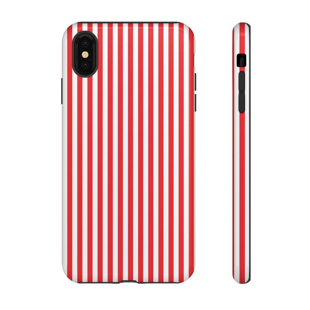 Tough Premium Poppy Red Stripes Phone Case Gift for Her - For Apple iPhone 16 Pro Max 16e iPhone 15 Pro iPhone Iphone 14 Plus 13 Pro 12 SE XR - Studio40ParkLane