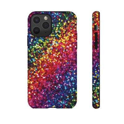 Faux Chic Play on Glitter Effect Cute Phone Case, for IPhone 16 pro Max | Iphone 15, Iphone 14, IPhone 13 Case, 11 8 7, Samsung Galaxy S24, S23, S22, S21, 2 Layer Protection