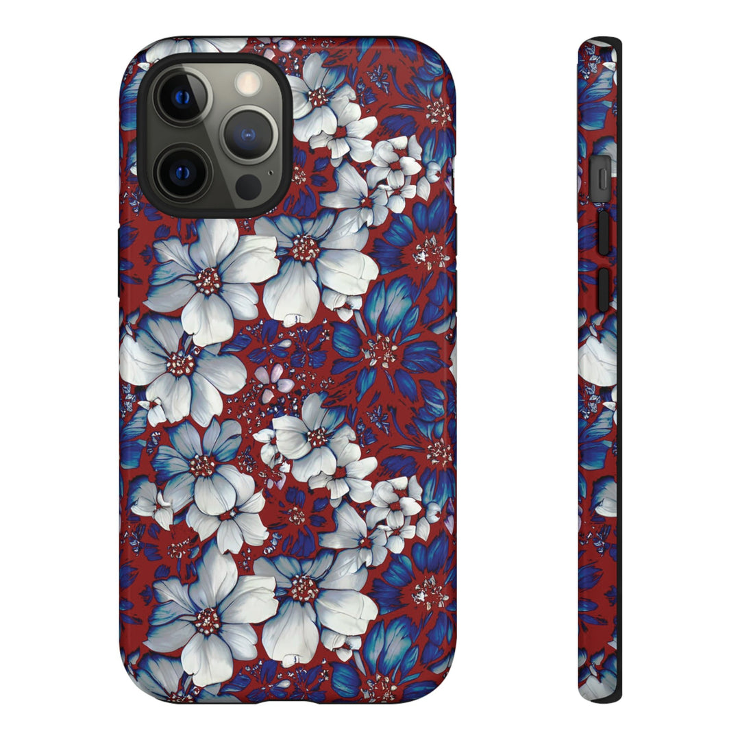 Cute IPhone Case | Red Blue Flowers, iPhone 15 Case | iPhone 15 Pro Case, Iphone 14 Case, Iphone 14 Pro Max Case, Protective Iphone Case - Studio40ParkLane