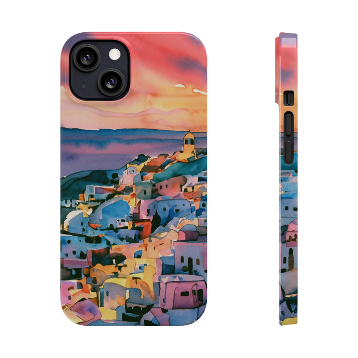 Slim Cute Phone Cases for Iphone | iPhone 15 Case | iPhone 15 Pro Max Case, Iphone 14, Iphone 14 Pro Max, Iphone 13, Colorful Greek House Watercolor - Studio40ParkLane