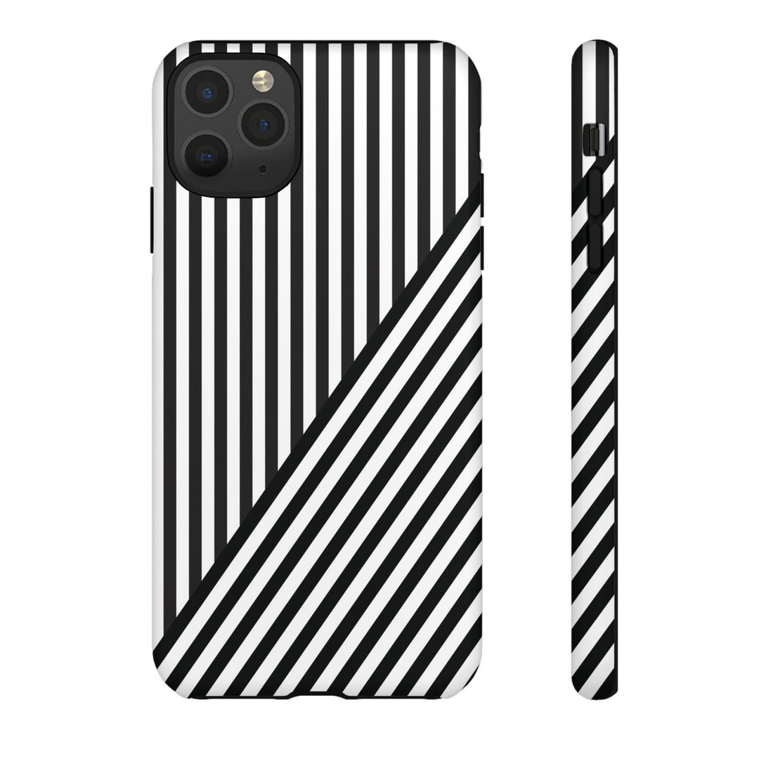 Aesthetic Tough Black White Stripes Phone Case - For iPhone 17 Pro Max iPhone 16 Pro iPhone 15 Iphone 14 Plus 13 Pro 12 11 10 XR - Studio40ParkLane