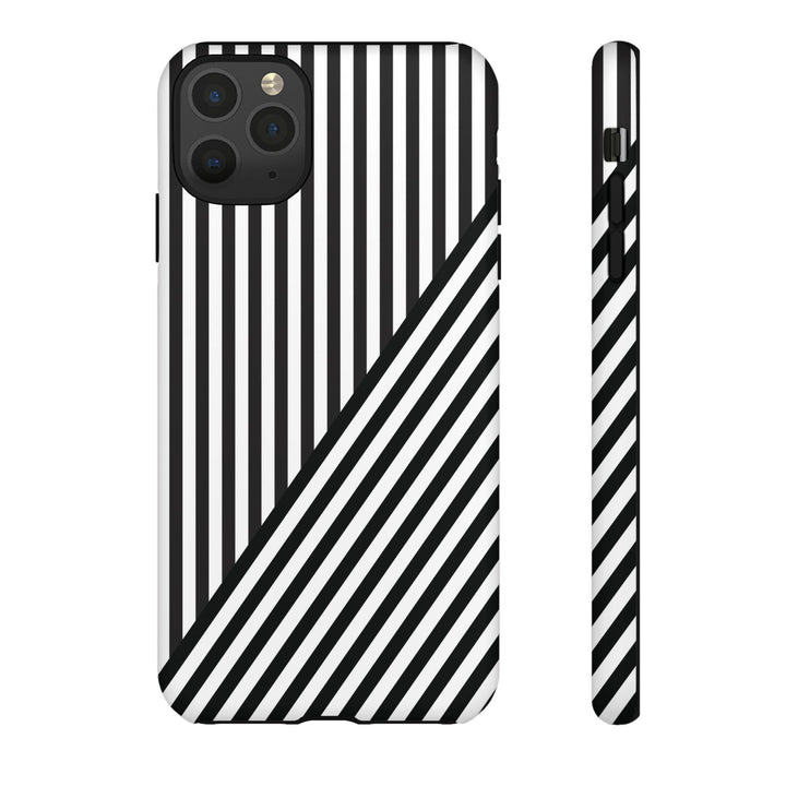 Aesthetic Tough Black White Stripes Phone Case - For iPhone 17 Pro Max iPhone 16 Pro iPhone 15 Iphone 14 Plus 13 Pro 12 11 10 XR - Studio40ParkLane