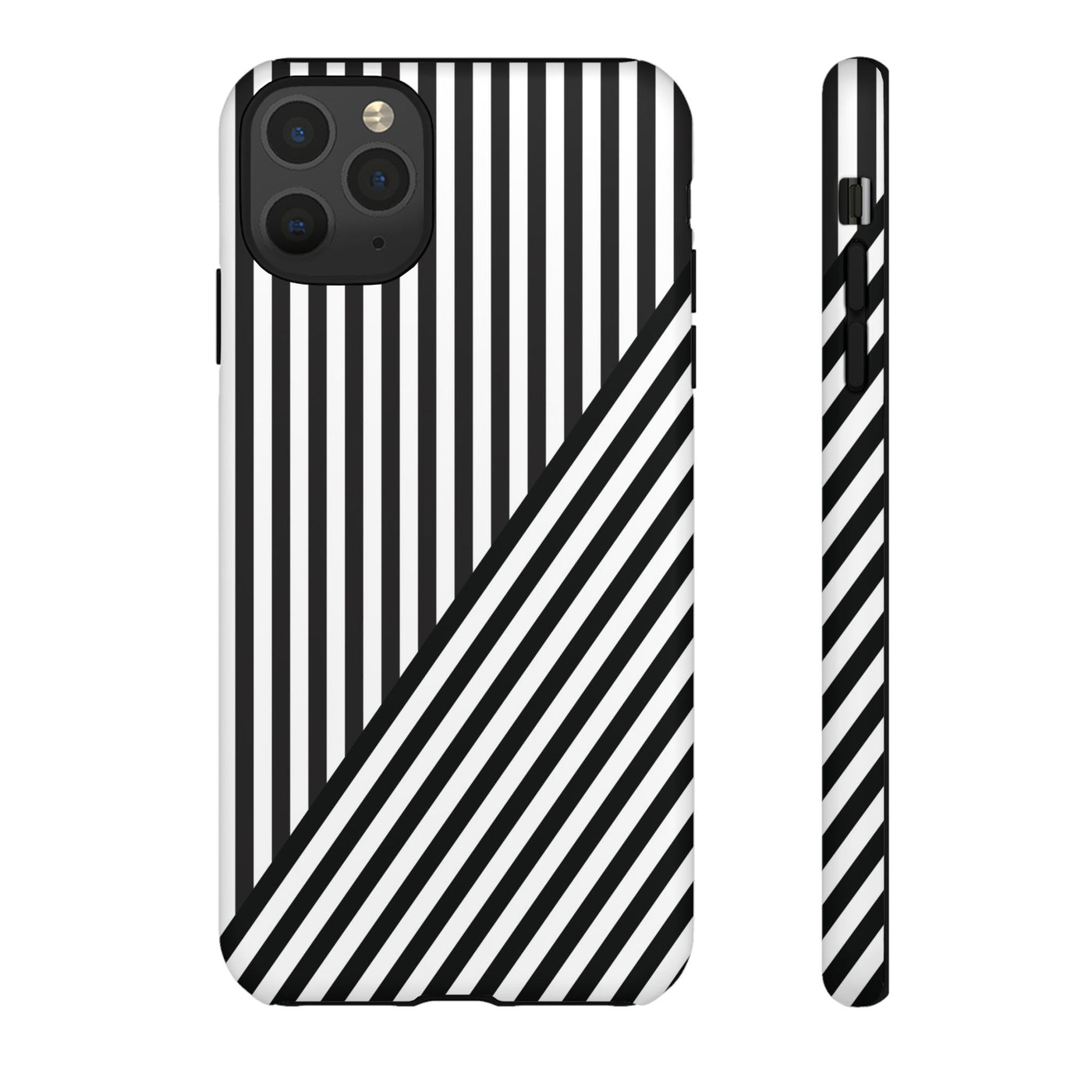 Aesthetic Tough Black White Stripes Phone Case - For iPhone 17 Pro Max iPhone 16 Pro iPhone 15 Iphone 14 Plus 13 Pro 12 11 10 XR - Studio40ParkLane