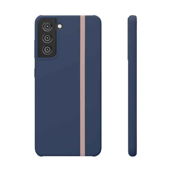 Sleek Navy Blue Pink Stripe Snap Phone Case for iPhone 18 17 16 15 14 13 Pro Max, Samsung Galaxy S26 S25 Ultra Lightweight Cute Phone Case - Studio40ParkLane