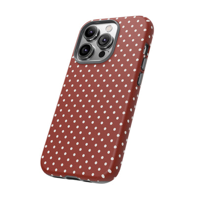 Aesthetic Tough Clay Red Polka Dots Premium Phone Case - For iPhone 17 Pro Max iPhone 16 Pro iPhone 15 Iphone 14 Plus 13 Pro 12 11 10 XR XS - Studio40ParkLane
