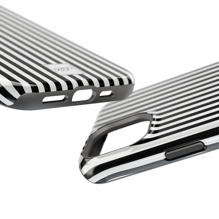 Custom Personalized Black White Striped Magsafe Phone Case for Iphone 17 - | iPhone 16 Pro Max Case | iPhone 15 Case Iphone 14 13 12 11 10 - Studio40ParkLane
