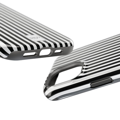 Custom Personalized Black White Striped Magsafe Phone Case for Iphone 17 - | iPhone 16 Pro Max Case | iPhone 15 Case Iphone 14 13 12 11 10 - Studio40ParkLane