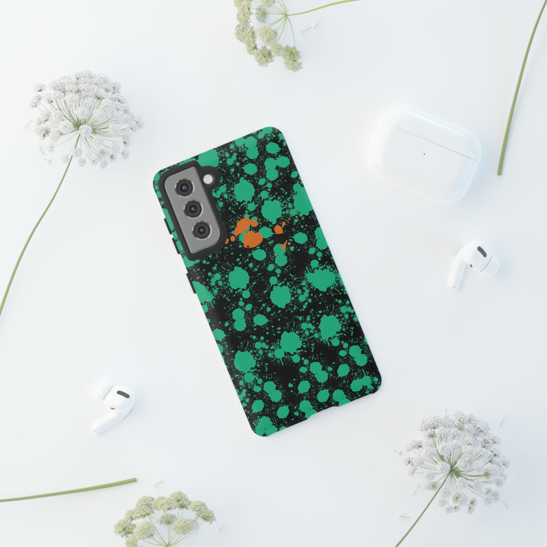 Cute Samsung Phone Case | Aesthetic Samsung Phone Case | Paint Splash Green Orange | Galaxy S23, S22, S21, S20 | Luxury Double Layer | Cool - Studio40ParkLane