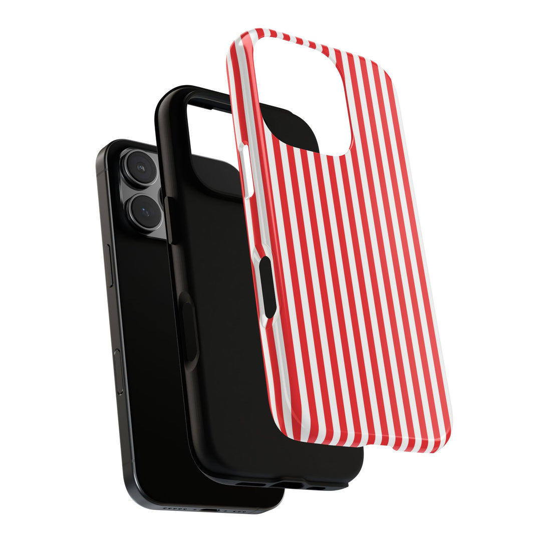 Tough Premium Poppy Red Stripes Phone Case Gift for Her - For Apple iPhone 16 Pro Max 16e iPhone 15 Pro iPhone Iphone 14 Plus 13 Pro 12 SE XR - Studio40ParkLane