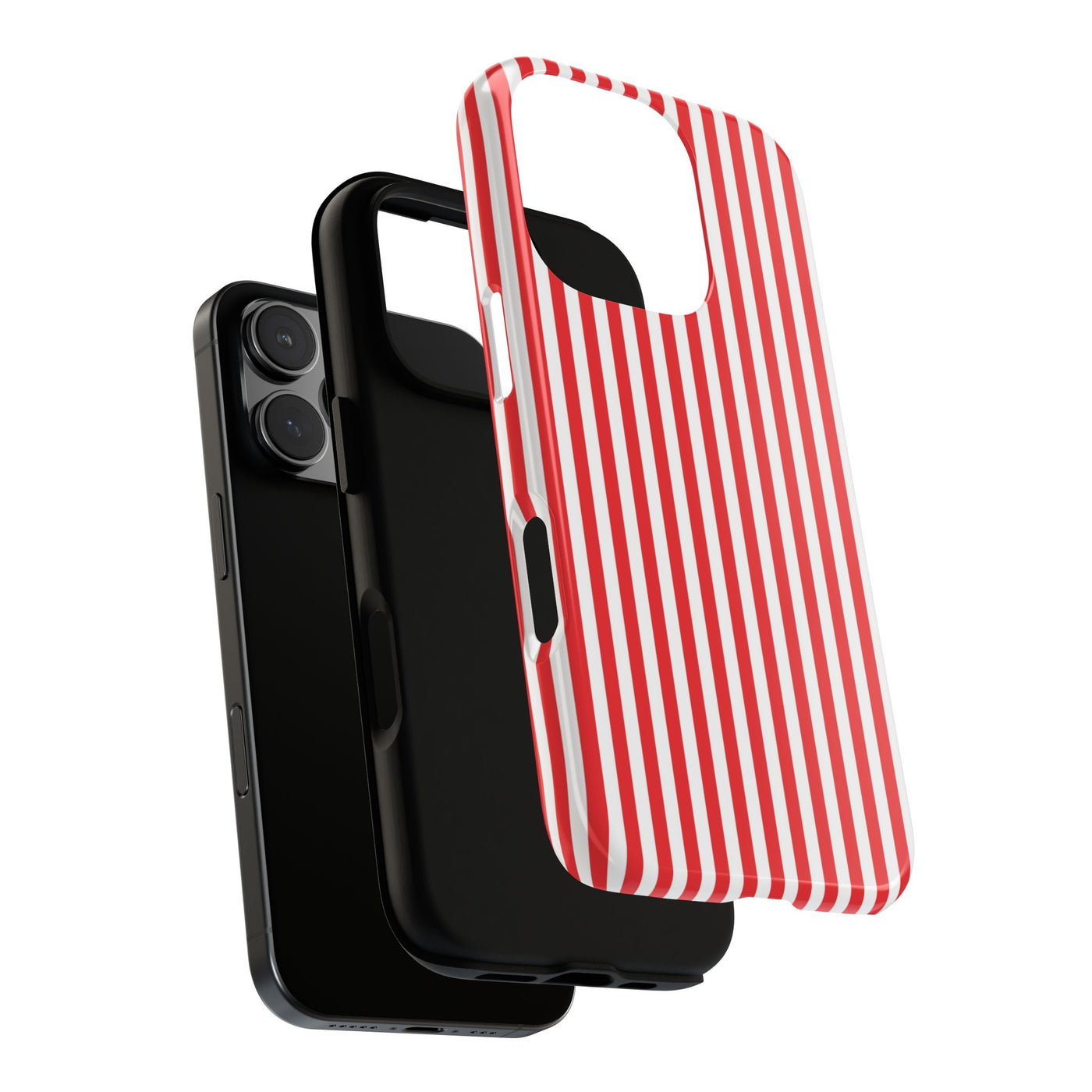 Tough Premium Poppy Red Stripes Phone Case Gift for Her - For Apple iPhone 16 Pro Max 16e iPhone 15 Pro iPhone Iphone 14 Plus 13 Pro 12 SE XR - Studio40ParkLane