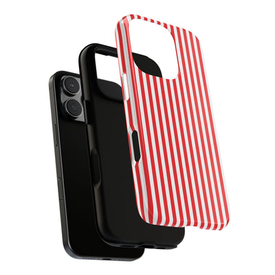 Tough Premium Poppy Red Stripes Phone Case Gift for Her - For Apple iPhone 16 Pro Max 16e iPhone 15 Pro iPhone Iphone 14 Plus 13 Pro 12 SE XR - Studio40ParkLane