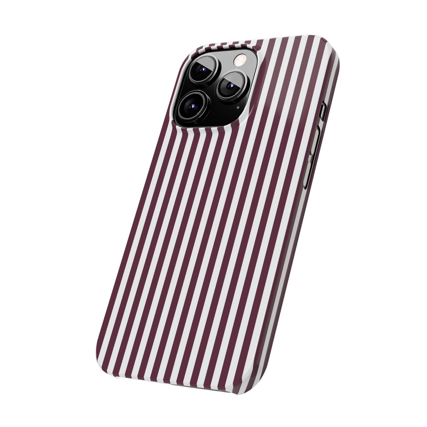 Slim Burgundy Wine Striped Cute Phone Case for Iphone 16 - | iPhone 15 Pro Max Case | iPhone 14 Case Iphone 13 12 11 10 9 8 7 Gift for Her - Studio40ParkLane