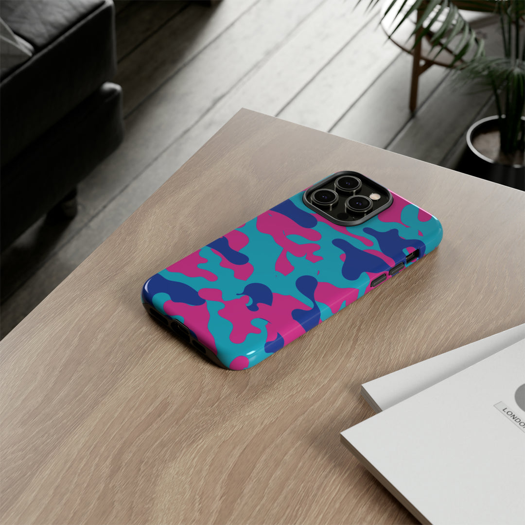 Cute IPhone Case | Blue Pink Camouflage, iPhone 15 Case | iPhone 15 Pro Case, Iphone 14 Case, Iphone 14 Pro Max Case, Protective Iphone Case - Studio40ParkLane