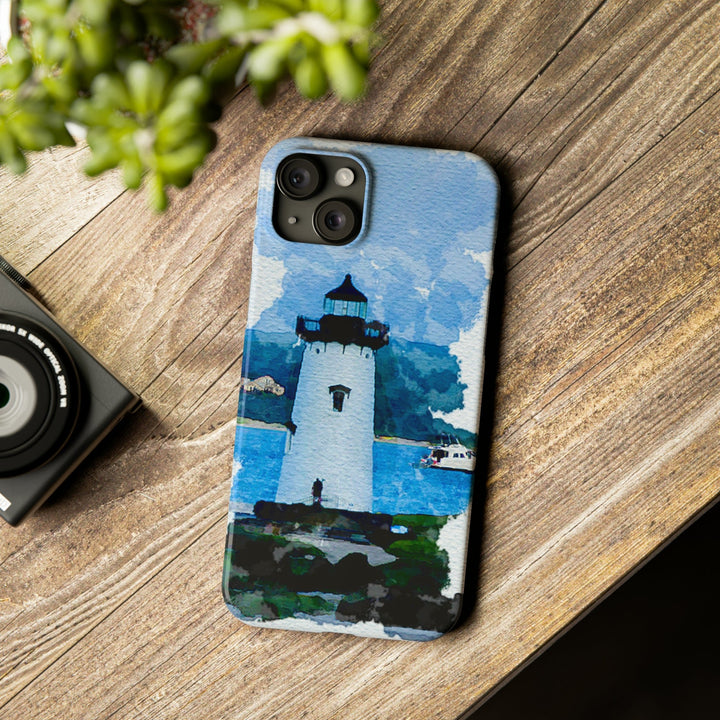 Slim Cute Phone Cases for Iphone - | iPhone 15 Case | iPhone 15 Pro Max Case, Iphone 14 Case, Iphone 14 Pro Max, Iphone 13, Beach Lighthouse Blue - Studio40ParkLane
