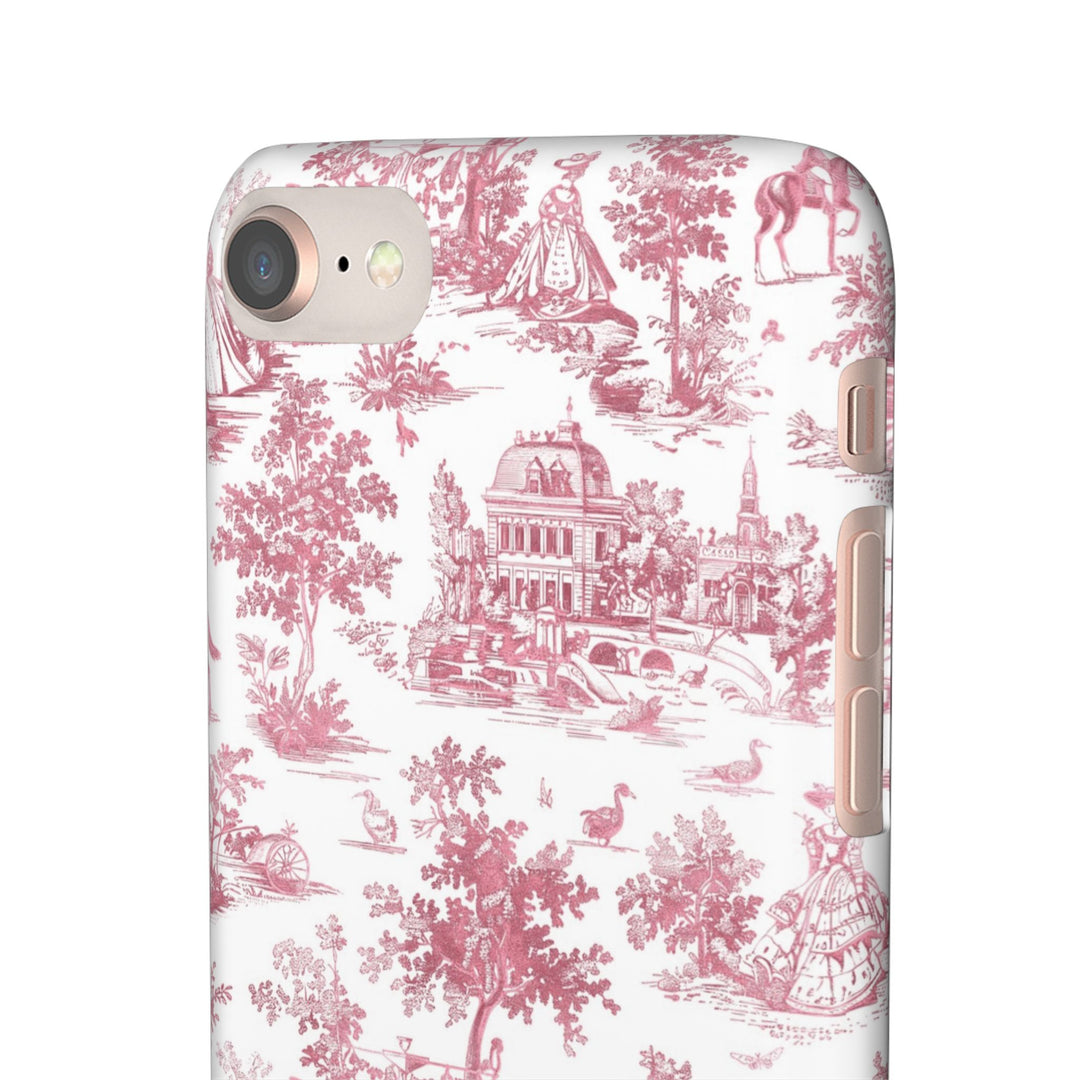 Sleek Snap Pink French Toile Cute Phone Case for iPhone 16 15 14 13 12 11 X Xs Max Xr Pro Plus Samsung Galaxy S24 S23 S22 S21 S20 Note Ultra