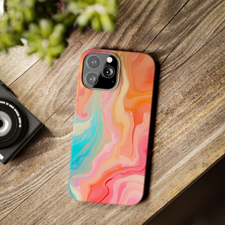 Slim Blue Pink Orange Marbled Cute Phone Cases for Iphone 16 Pro Max | iPhone 15 Case | iPhone 15 Pro Max Case, Iphone 14, Iphone 14 Pro Max, Iphone 13 12 11 8 7 - Studio40ParkLane