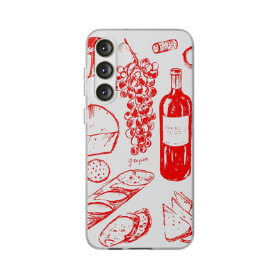 Cute Flexi Phone Cases, French Food Wine Red, Compatible with Samsung Galaxy S23, Samsung S22, Samsung S21, Samsung S20, Galaxy S20 Ultra