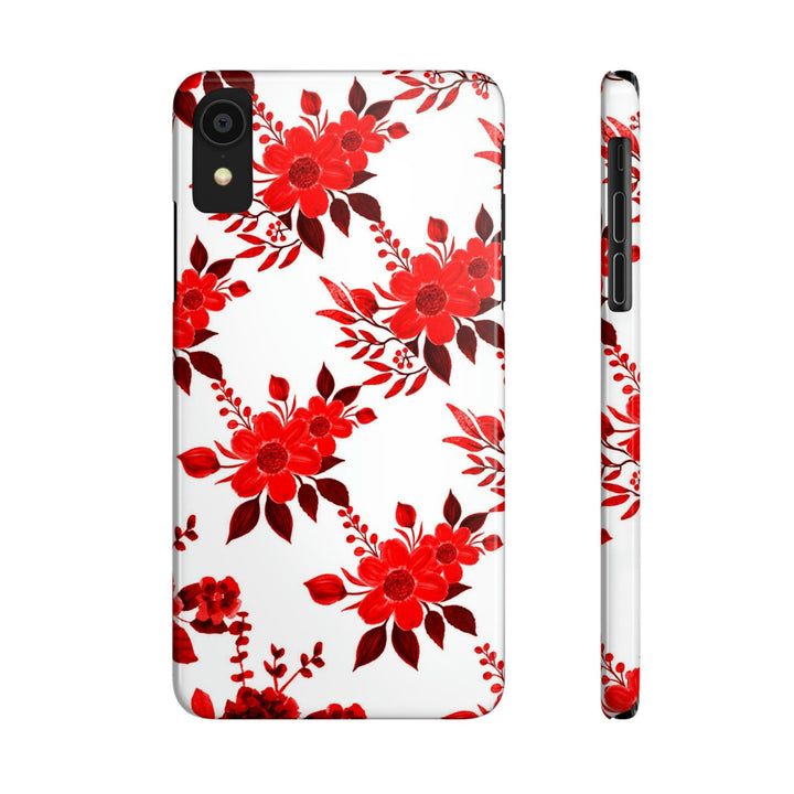Slim Cute Phone Cases for Iphones - | iPhone 15 Case | iPhone 15 Pro Max Case, Iphone 14 Case, Iphone 14 Pro Max, Iphone 13, Red White Flowers - Studio40ParkLane