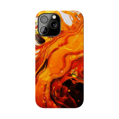 Slim Cute iPhone Cases - | iPhone 15 Case | iPhone 15 Pro Max Case, Iphone 14 Case, Iphone 14 Pro Max, Iphone 13, Marble Orange Yellow