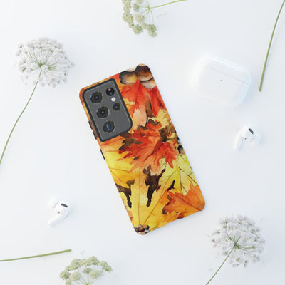 Impact Resistant, Fall Leaves, Cute Phone Cases for Samsung S24, S23, S22, S21, IPhone 15 pro Iphone 14 pro Iphone 13 IPhone 12 Iphone 11