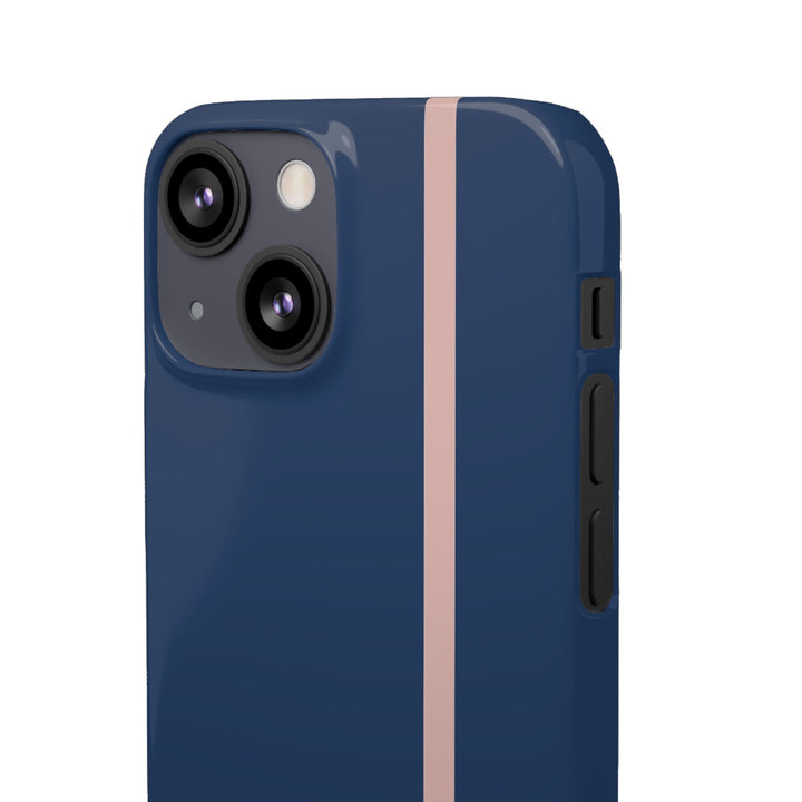 Sleek Navy Blue Pink Stripe Snap Phone Case for iPhone 18 17 16 15 14 13 Pro Max, Samsung Galaxy S26 S25 Ultra Lightweight Cute Phone Case - Studio40ParkLane