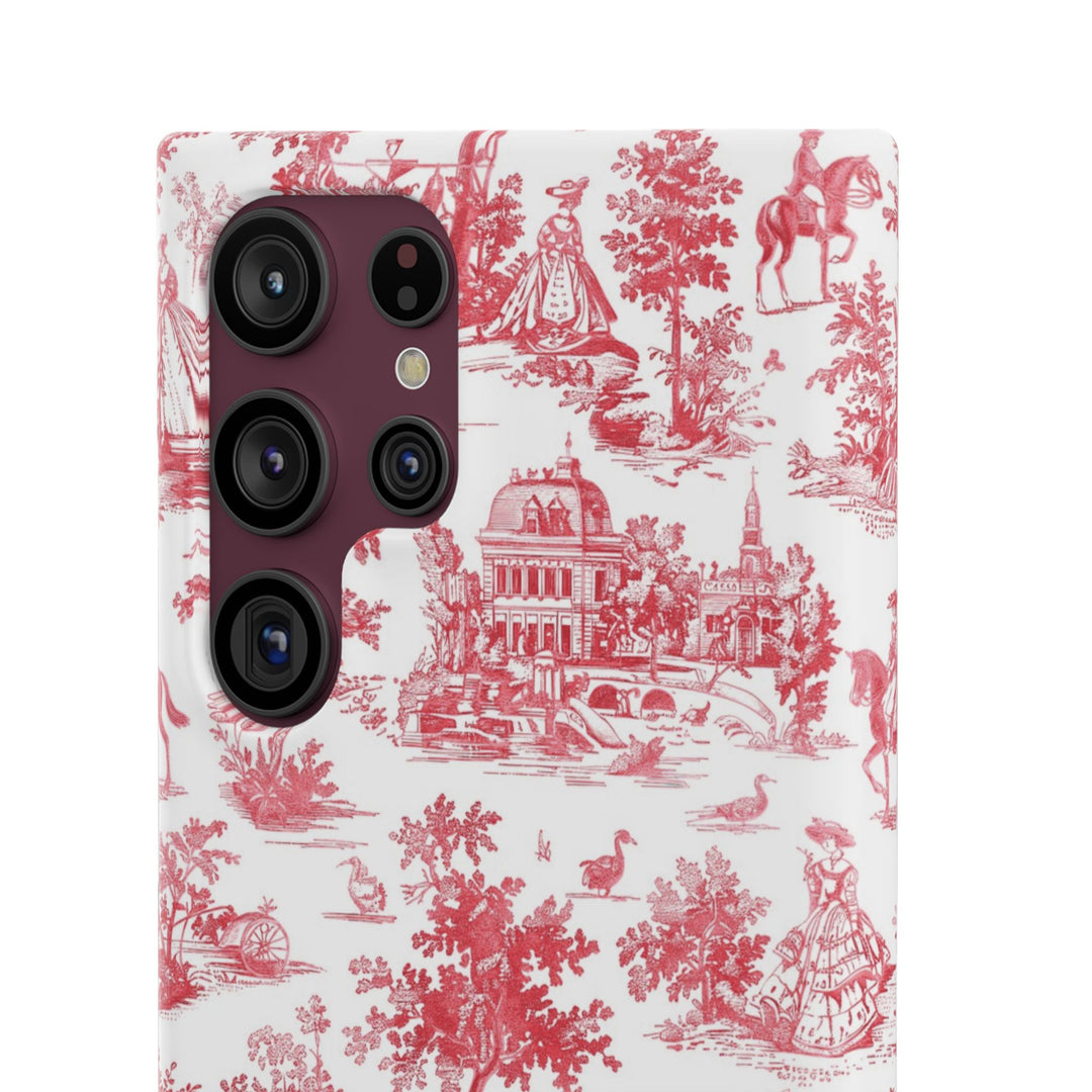 Snap French Toile Personalized Initial Custom Gift for Her Cute Phone Cases for Samsung S24, S23, S22, S21, S20, Plus and Ultra and Iphone, 16, 15, 14, 13, 12, 11. 10 - Studio40ParkLane