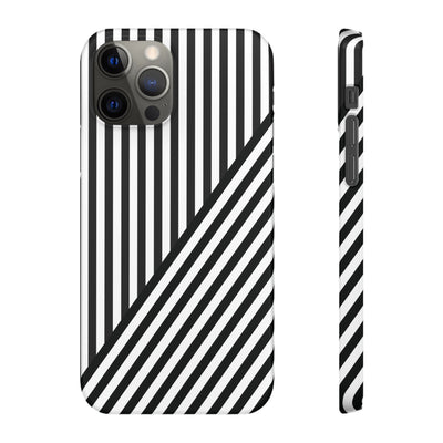 Aesthetic Black White Stripes Cute Phone Case Sleek Snap - For iPhone 17 Pro Max iPhone 16 Pro iPhone 15 Iphone 14 Plus 13 Pro 12 11 10 Gift - Studio40ParkLane