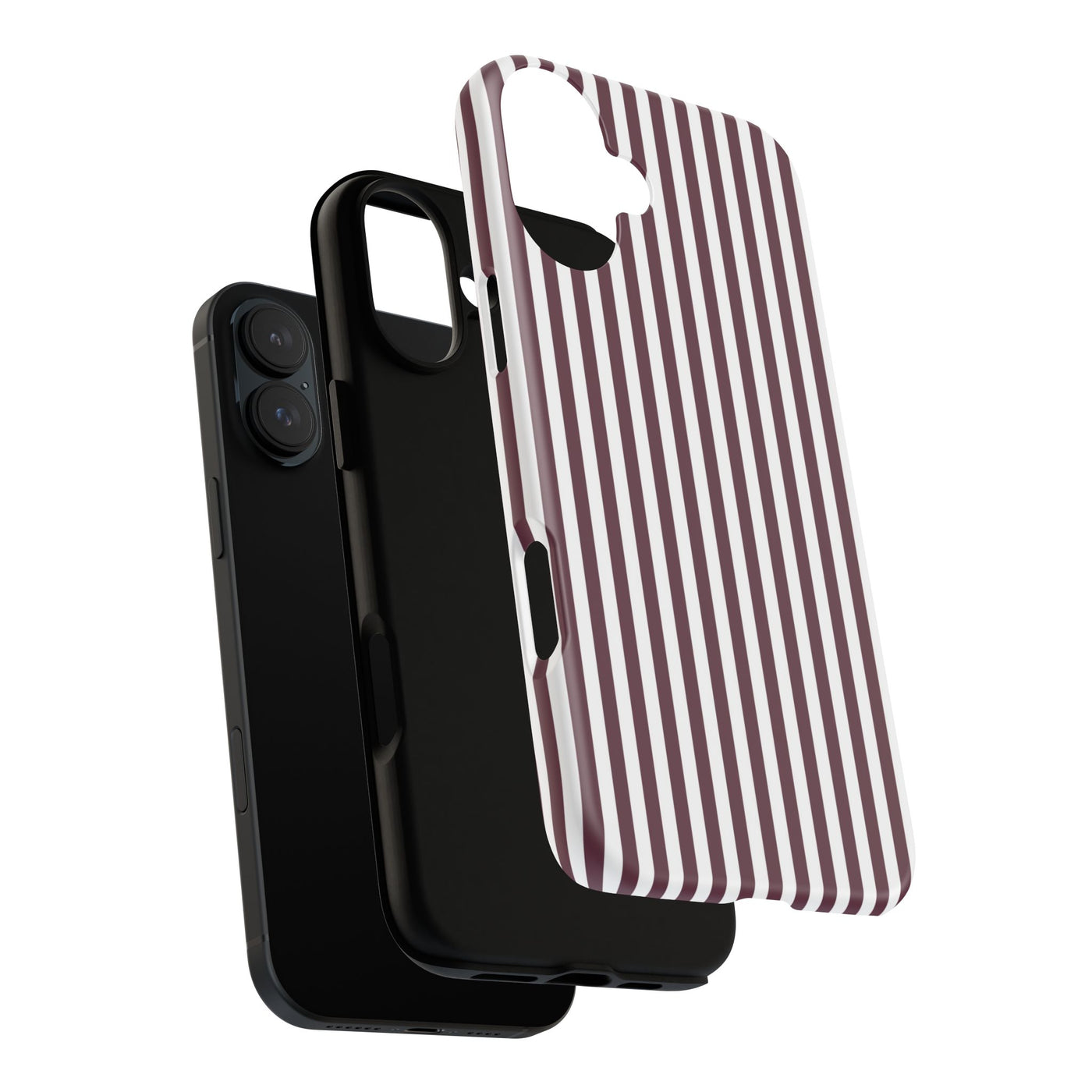 Tough Premium Burgundy Stripes Phone Case Gift for Her - For Apple iPhone 16 Pro Max 16e iPhone 15 Pro iPhone Iphone 14 Plus 13 Pro 12 SE XR - Studio40ParkLane