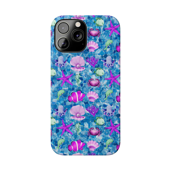 Slim Cute Phone Cases for Iphone - | iPhone 15 Case | iPhone 15 Pro Max Case, Iphone 14 Case, Iphone 14 Pro Max, Iphone 13, Blue Pink Under Sea - Studio40ParkLane