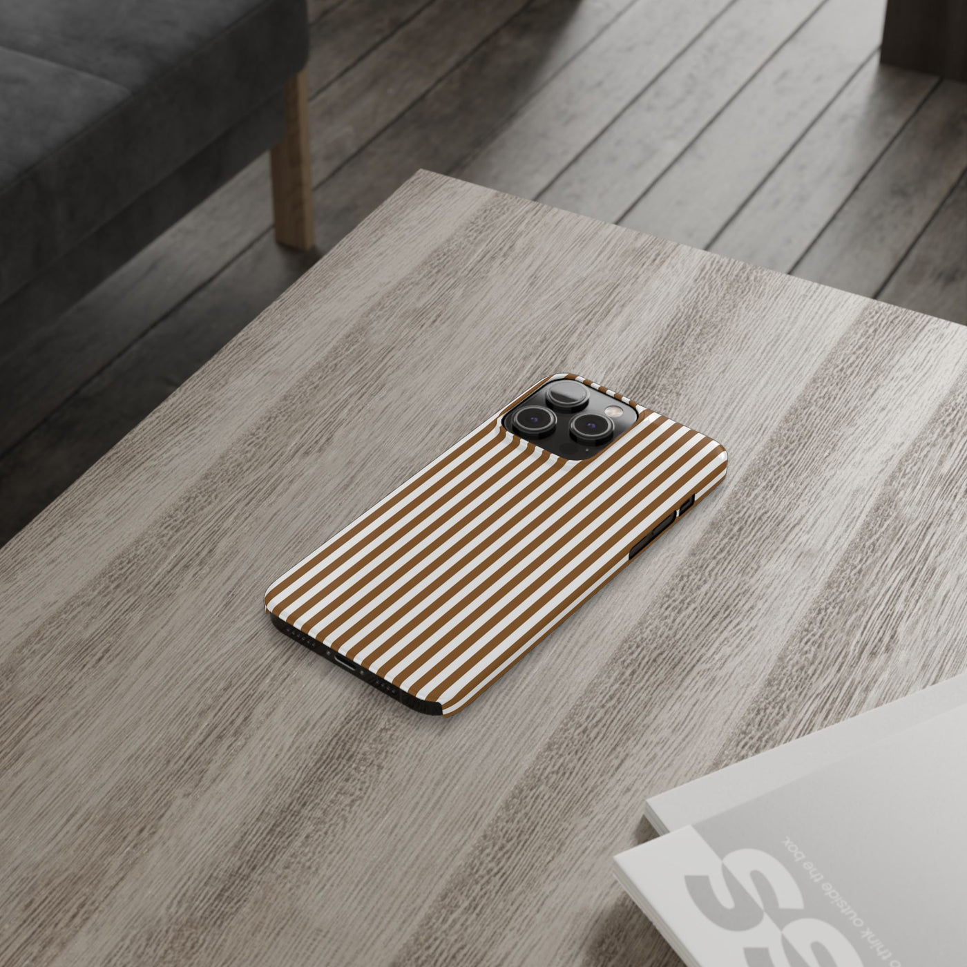 Slim Mocca Brown Striped Cute Phone Case for Iphone 16 - | iPhone 15 Pro Max Case | iPhone 14 Case Iphone 13 12 11 10 9 8 7 XS X Gift for Her - Studio40ParkLane