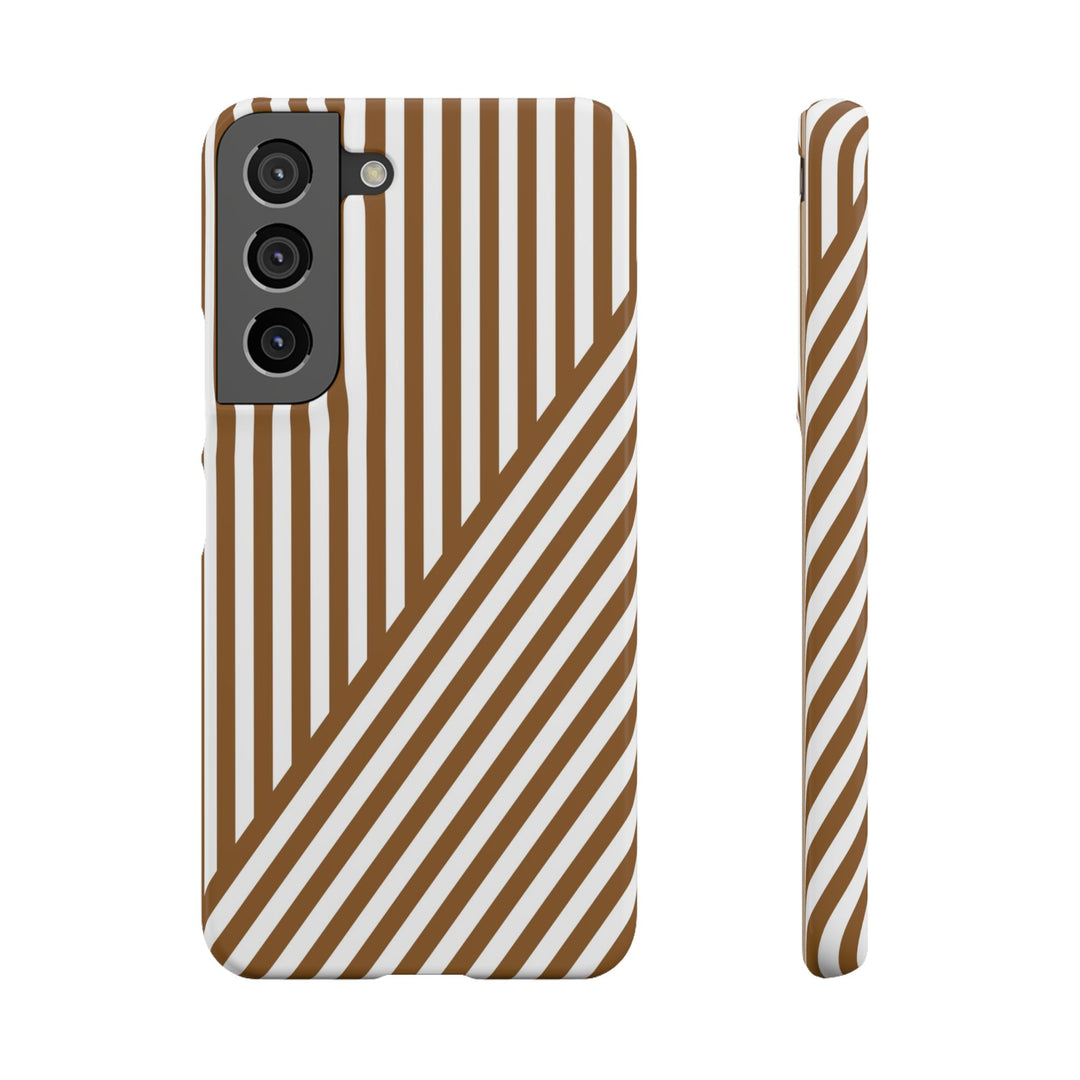 Aesthetic Mocha Brown Stripes Cute Phone Case Sleek Snap - For iPhone 17 Pro Max iPhone 16 Pro iPhone 15 Iphone 14 Plus 13 Pro 12 11 10 Gift - Studio40ParkLane