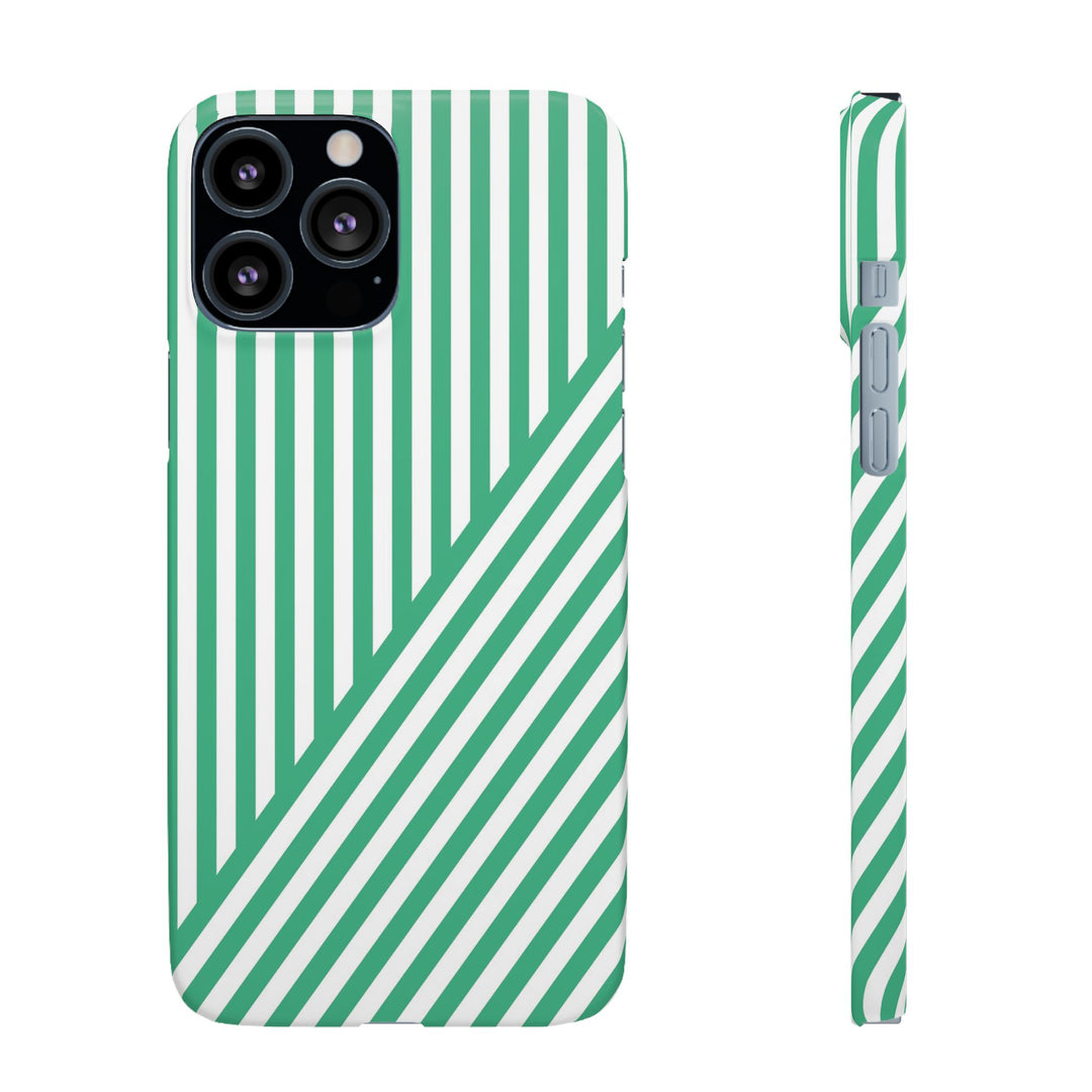Aesthetic Emerald Stripes Cute Phone Case Sleek Snap - For iPhone 17 Pro Max iPhone 16 Pro iPhone 15 Iphone 14 Plus 13 Pro 12 11 10 Gift