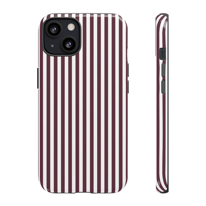 Tough Premium Burgundy Stripes Phone Case Gift for Her - For Apple iPhone 16 Pro Max 16e iPhone 15 Pro iPhone Iphone 14 Plus 13 Pro 12 SE XR - Studio40ParkLane