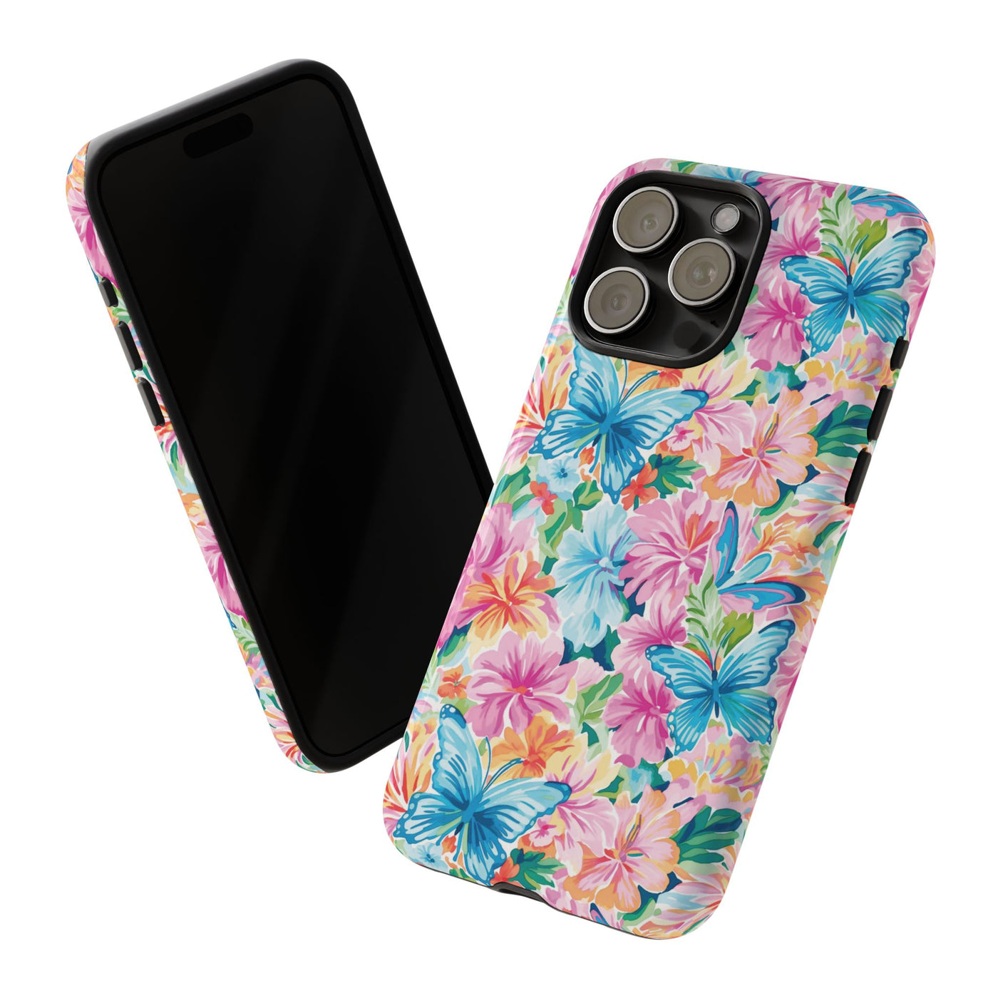 Premium Tough Butterflies Flowers Cute Phone Cases for Samsung S24, S23, S22, S21, S20, Plus and Ultra, Iphone 16 Pro Max,15, 14, 13, 12, 11, 10
