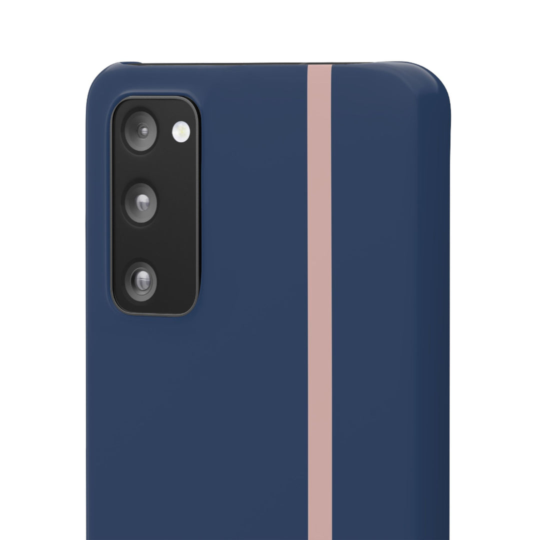 Sleek Navy Blue Pink Stripe Snap Phone Case for iPhone 18 17 16 15 14 13 Pro Max, Samsung Galaxy S26 S25 Ultra Lightweight Cute Phone Case - Studio40ParkLane