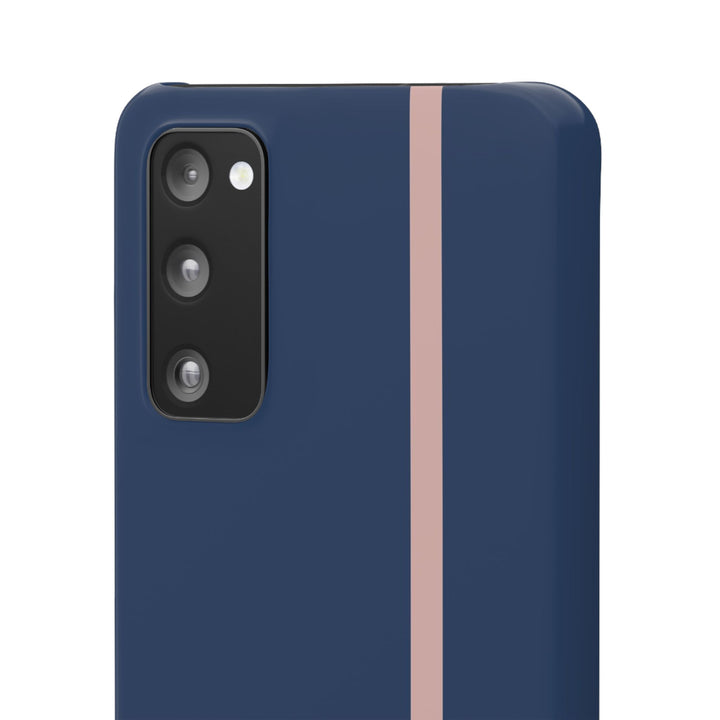 Sleek Navy Blue Pink Stripe Snap Phone Case for iPhone 18 17 16 15 14 13 Pro Max, Samsung Galaxy S26 S25 Ultra Lightweight Cute Phone Case - Studio40ParkLane