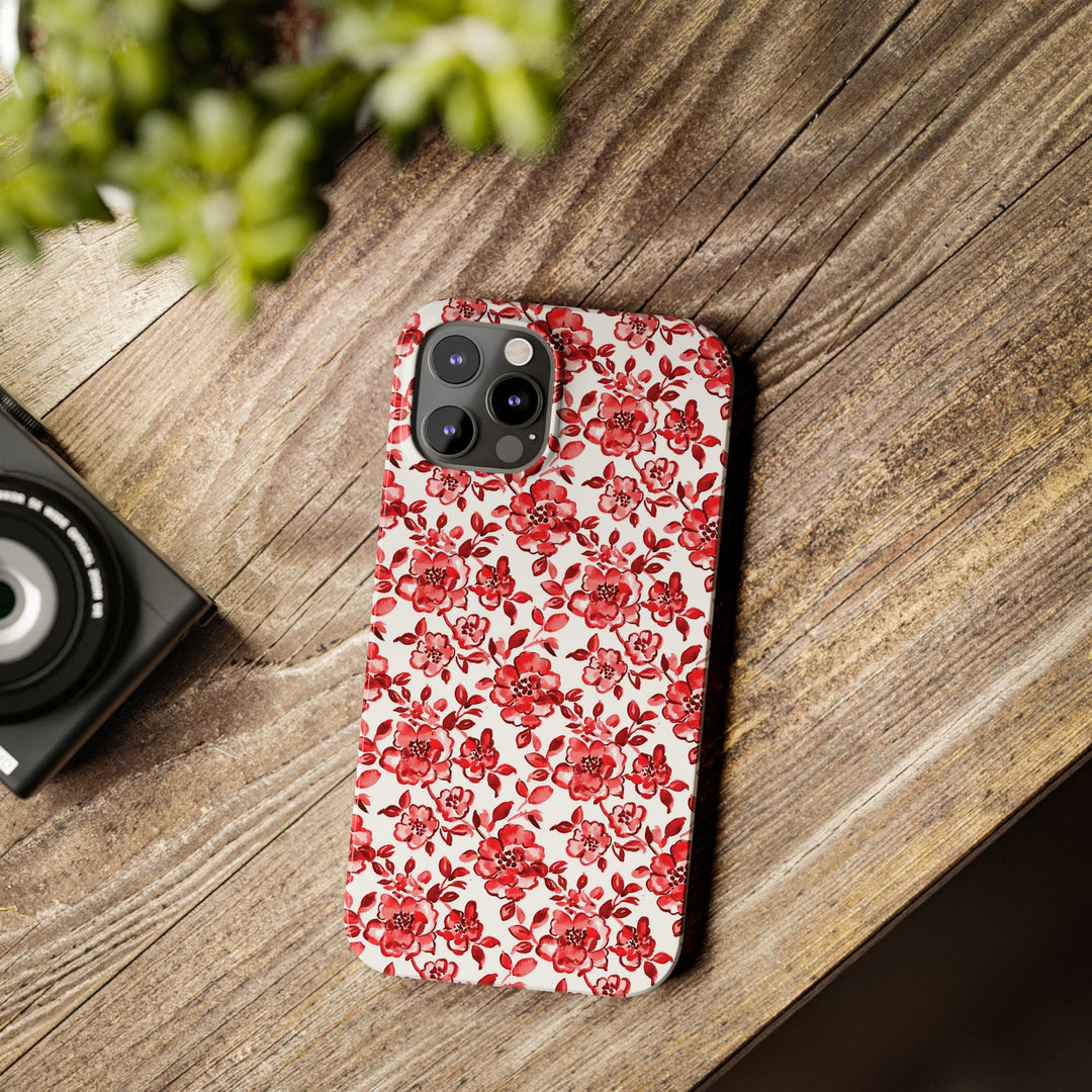 Slim Red Chinoiserie Gift for Her Cute Phone Cases for Iphone 16 Pro Max | iPhone 15 Case | iPhone 15 Pro Max Case, Iphone 14, Iphone 14 Pro Max, Iphone 13 12 11 8 7 - Studio40ParkLane