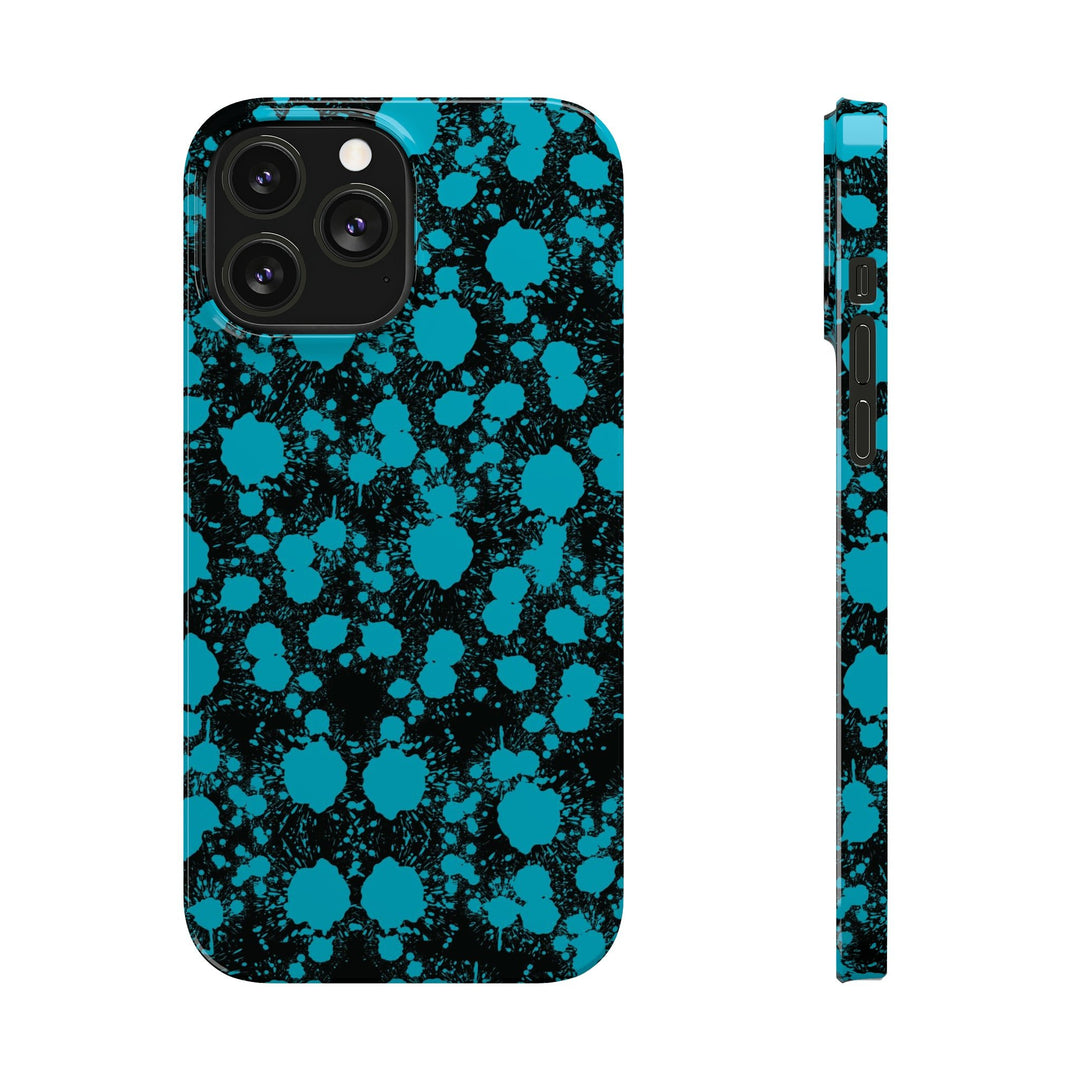 Slim Cute Phone Cases for Iphone - | iPhone 15 Case | iPhone 15 Pro Max Case, Iphone 14 Case, Iphone 14 Pro Max, Iphone 13, Blue Paint Blots Splash - Studio40ParkLane