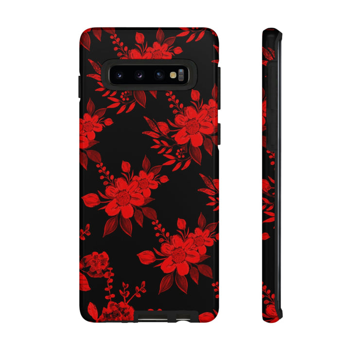 Cute Samsung Phone Case | Aesthetic Samsung Phone Case | Galaxy S23, S22, S21, S20 | Red Black Flowers, Protective Phone Case - Studio40ParkLane