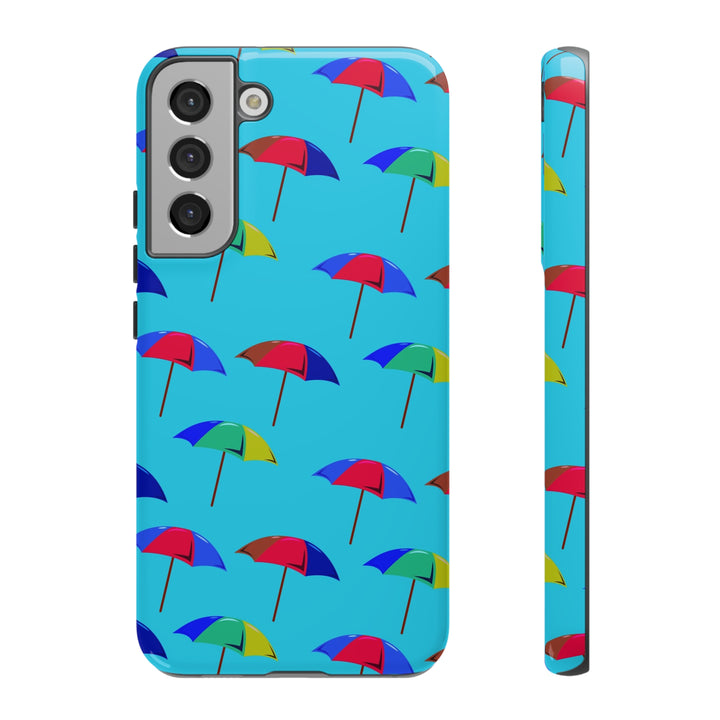 Cute Samsung Phone Case | Aesthetic Samsung Phone Case | Galaxy S23, S22, S21, S20 | Colorful Beach Parasols Blue, Protective Phone Case - Studio40ParkLane