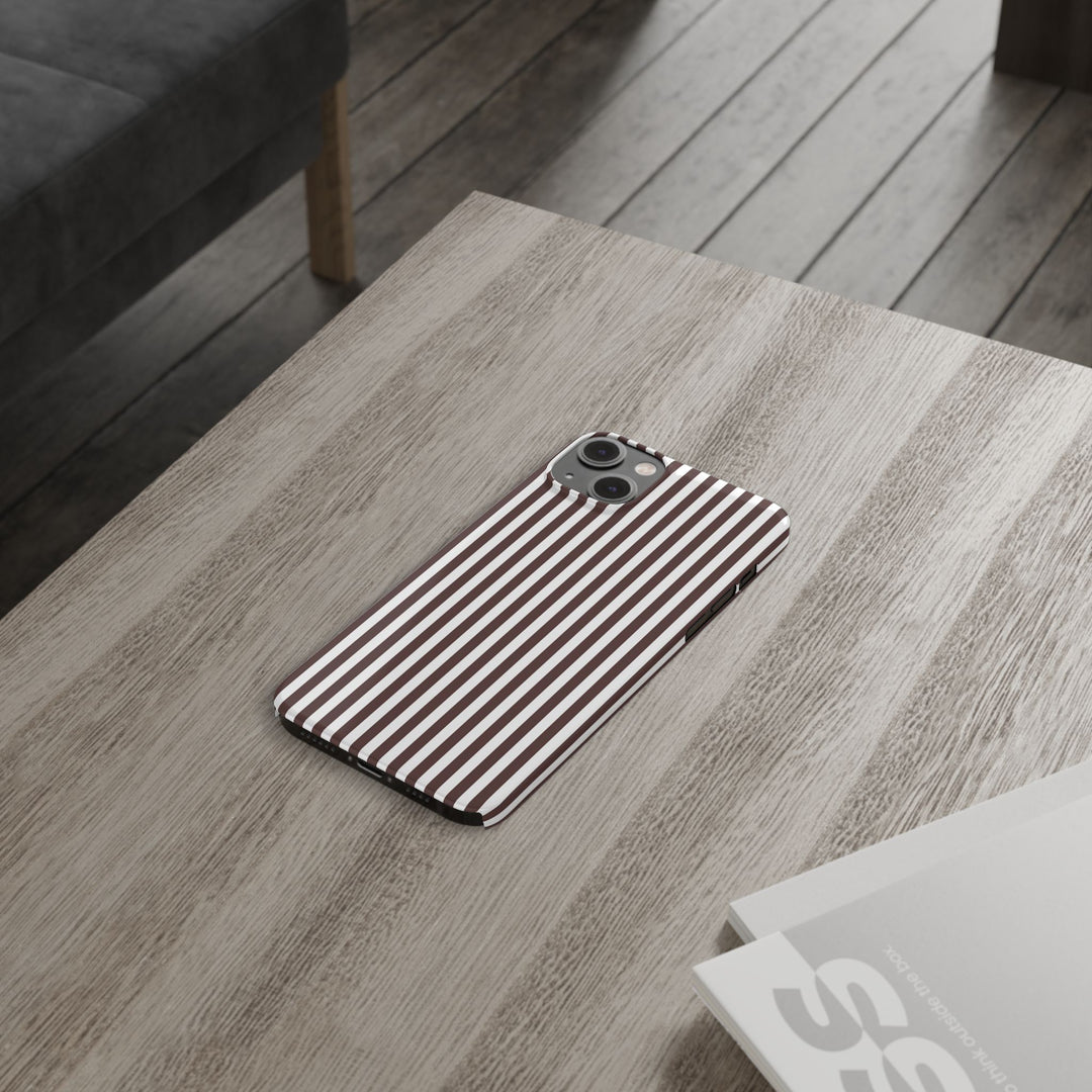 Slim Carriage Brown Striped Cute Phone Case for Iphone 16 - | iPhone 15 Pro Max Case | iPhone 14 Case Iphone 13 12 11 10 9 8 7 Gift for Her - Studio40ParkLane