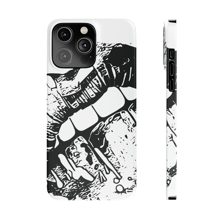 Slim Cute Phone Cases for Iphone - | iPhone 15 Case | iPhone 15 Pro Max Case, Iphone 14 Case, Iphone 14 Pro Max, Iphone 13, Smile Lips Black and White - Studio40ParkLane