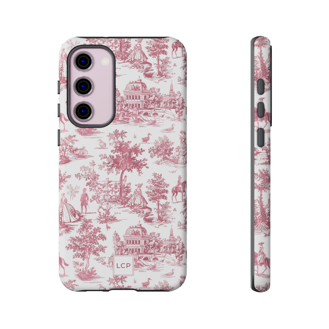Personalized Custom French Toile Tough Cute Phone Case For Apple iPhone 18, 17, 16, 15 14, Pro Max, Samsung Galaxy S26, S25, S24 Plus Ultra