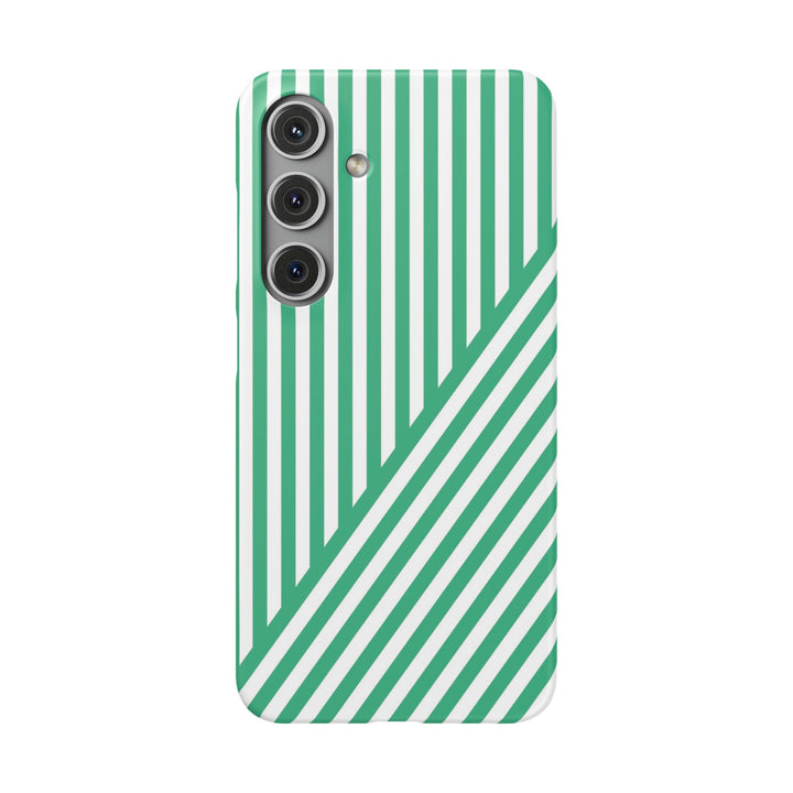 Aesthetic Emerald Stripes Cute Phone Case Sleek Snap - For iPhone 17 Pro Max iPhone 16 Pro iPhone 15 Iphone 14 Plus 13 Pro 12 11 10 Gift