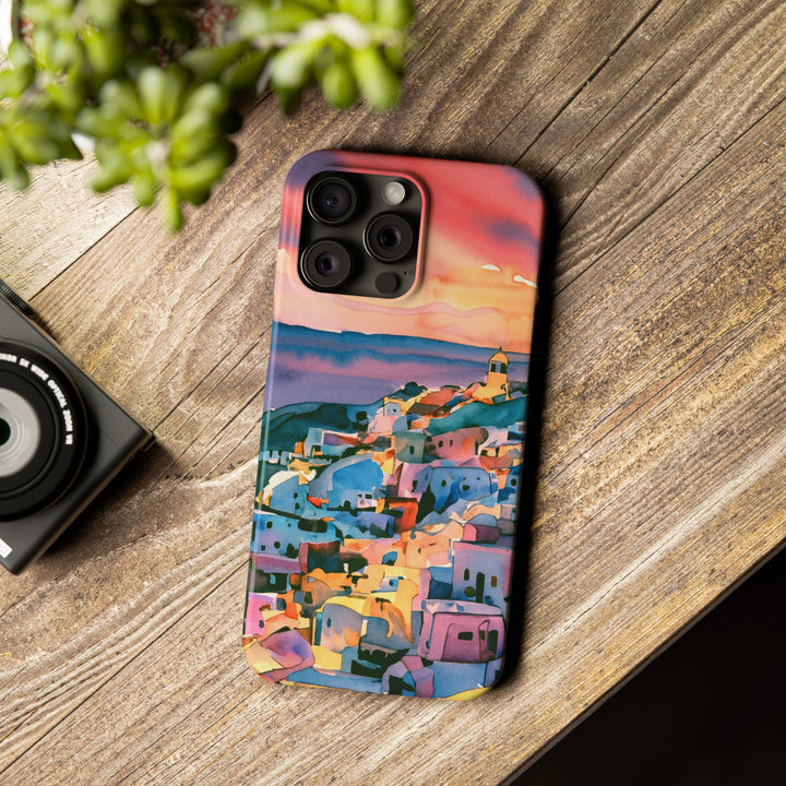 Slim Cute Phone Cases for Iphone | iPhone 15 Case | iPhone 15 Pro Max Case, Iphone 14, Iphone 14 Pro Max, Iphone 13, Colorful Greek House Watercolor - Studio40ParkLane