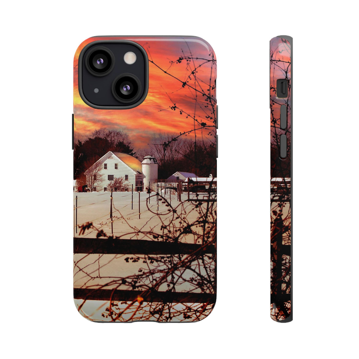 Impact Resistant, Winter Sunset Cute Phone Cases for Samsung S24, S23, S22, S21, IPhone 15 pro Iphone 14 pro Iphone 13 IPhone 12 Iphone 11